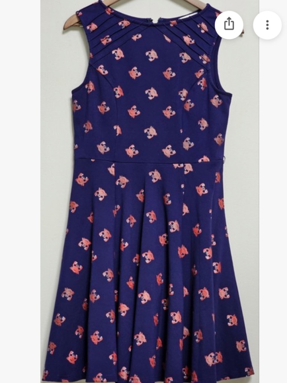Unique Vintage Navy Dress with Red Crab Print